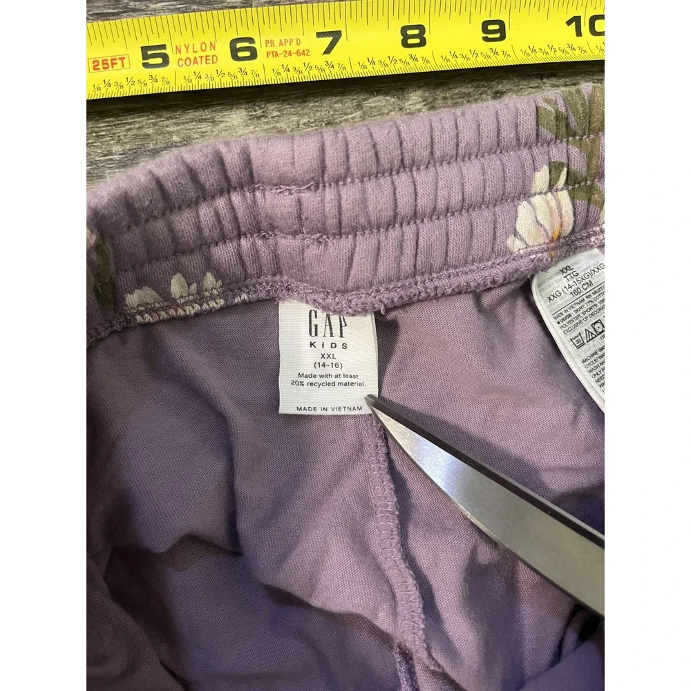 GAP Kids Girls Size XXL (12-16) Purple Floral Skort Drawstrings Embroidered Logo